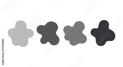 Four abstract organic shapes in gradient grayscale tones vector