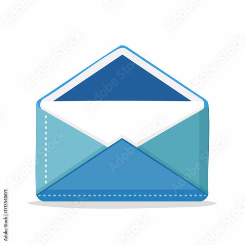 Open Blue Envelope Illustration with White Interior and Decorative Details.