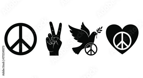 Peace symbols collection diverse iconic representations of harmony and hope symbols of peace vector