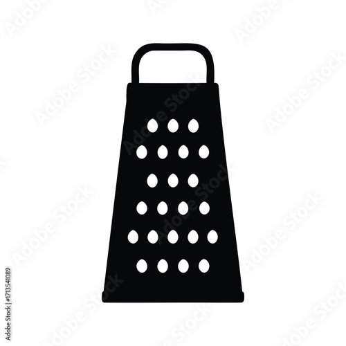 Simple black silhouette of a typical four sided kitchen grater, grater silhouette vector illustration