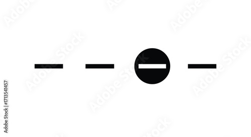 Simple bold black circle with horizontal bar represents negative symbol vector