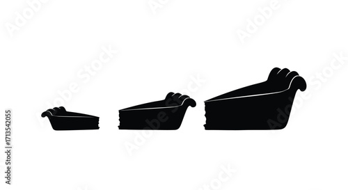 Three black pie slices arranged from smallest to largest demonstrating growth vector