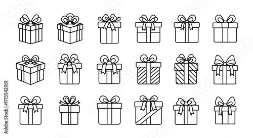 Collection of hand drawn gift boxes with ribbons and bows festive celebration elements vector