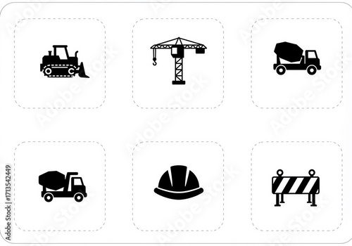 A comprehensive vector icon set of transportation silhouettes including car, bus, train, truck, plane, and ship for travel and vehicle design