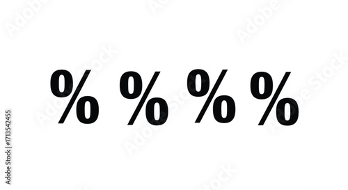 Four percent symbols displayed in a row indicating percentage or discount concept vector