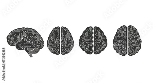 Abstract digital brain network structure representing neural connections and data processing vector