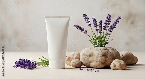 Cosmetic Product Mockup with Lavender Spa Concept Natural Skincare