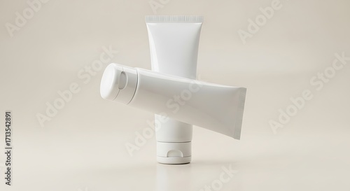 Cosmetic Cream Tube Mockup on Neutral Background