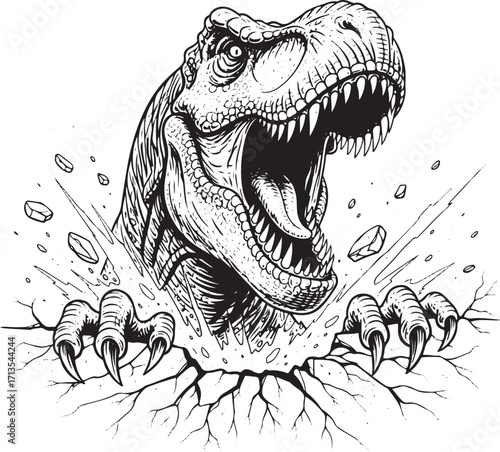 Majestic dinosaur head illustration for educational content