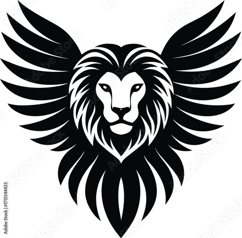 Winged Lion Head Silhouette