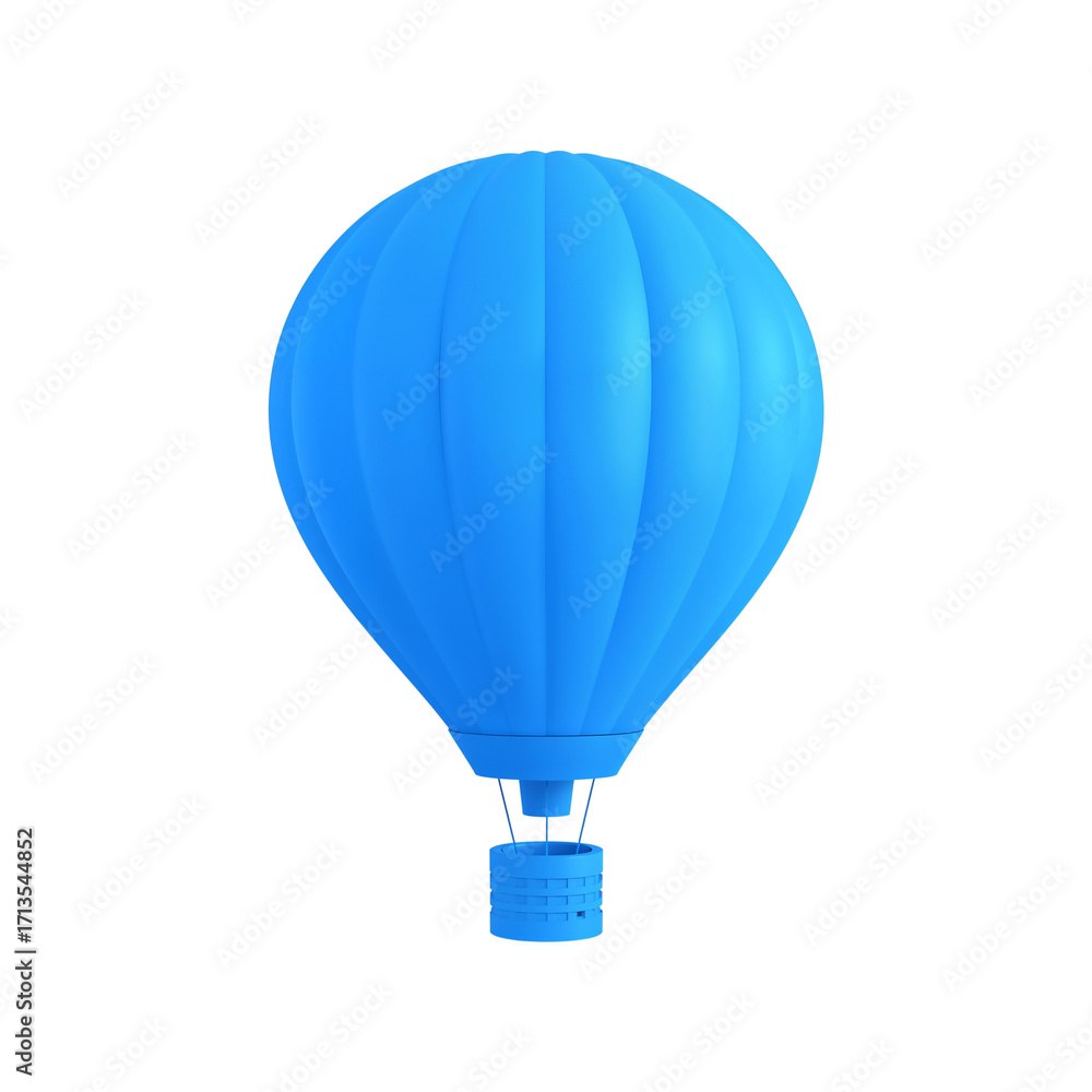 Fototapeta premium Blue Hot Air Balloon 3D Illustration on White Background