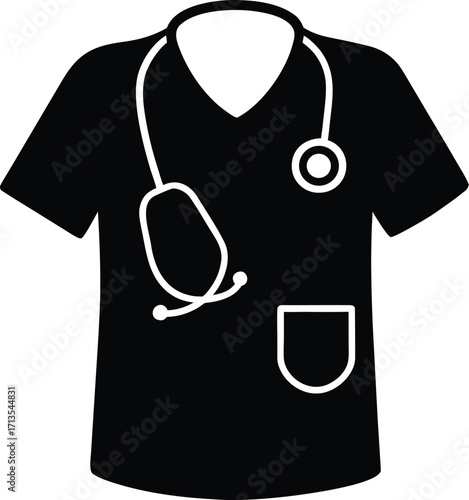 Medical Scrubs and Stethoscope Silhouette