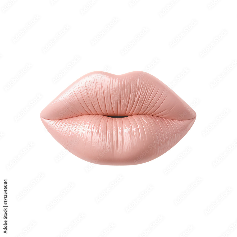 Fototapeta premium Lips 3D PNG Minimal Pink Lips Front View Transparent