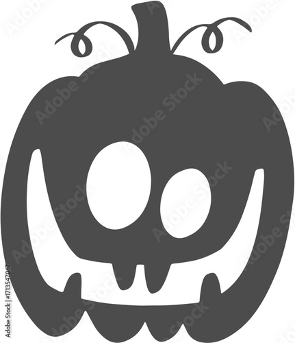 Spooky Halloween Jack-o-Lantern Pumpkin Silhouette with Carved Face.