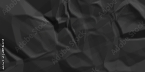 Cardboard black wrap cover crumpled paper background. old paper wrinkle texture pattern. wrinkled arts craft and Seamless crumpled paper.	