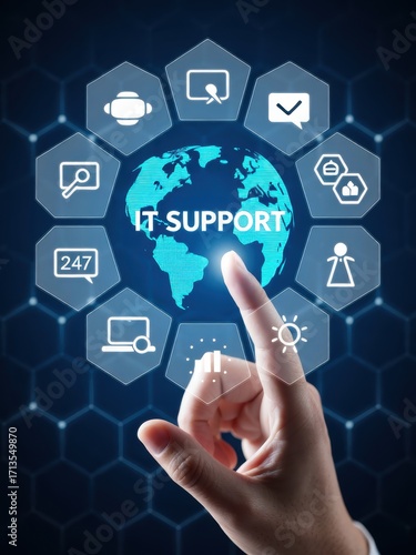 It support services global network digital interface technology close-up virtual assistance