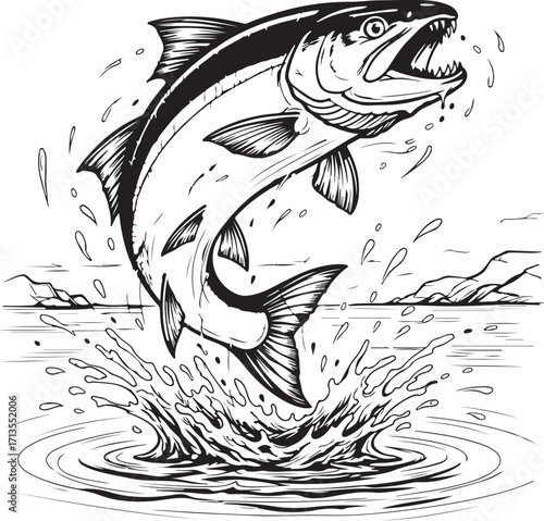 Dynamic fishing scene with colorful elements