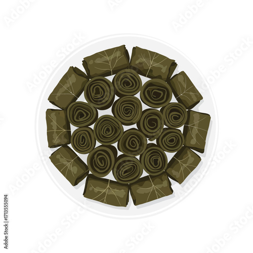 Delicious traditional stuffed grape leaves appetizer, a classic vegetarian dish from Mediterranean and Middle Eastern cuisine, perfect for a healthy meal or gourmet starter