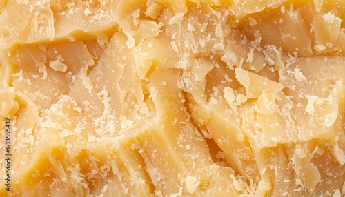 Macro texture of aged hard cheese flakes background.