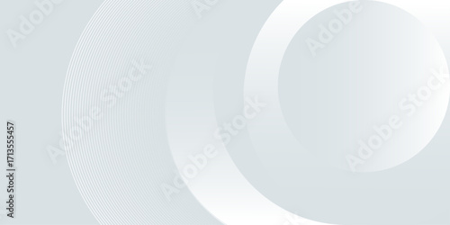 White geometric abstract background overlap layer on bright space with lines effect decoration. Modern graphic design element circles style concept for banner, flyer, card, cover, or brochure.