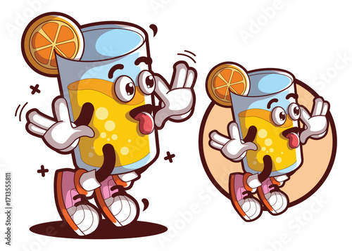Orange juice cartoon mascot characters