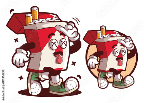 Cigarette pack cartoon mascot characters