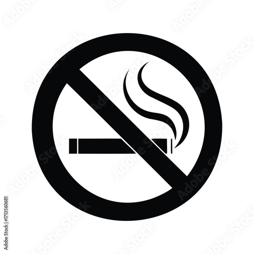 A clear and concise no smoking symbol with a black design element, no smoking sign silhouette vector illustration