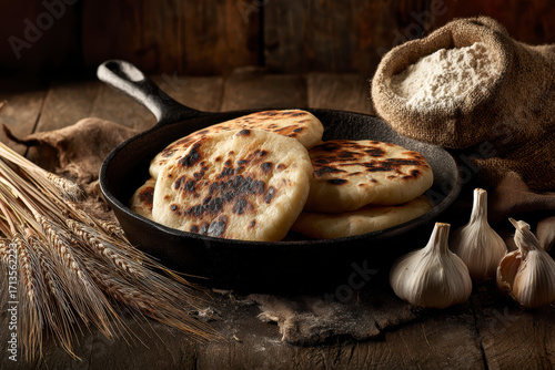 Fototapeta Naklejka Na Ścianę i Meble -  Bieszczadzkie Proziaki, soda bread, originating from Subcarpathia. AI generativ.