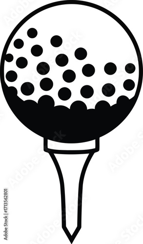 Golf ball on tee hand drawn outline simple icon vector