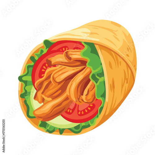 Delicious Chicken Shawarma Wrap with Fresh Vegetables A Tasty Culinary Delight