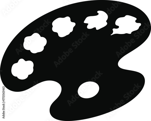 Black artist palette with white paint blobs vector