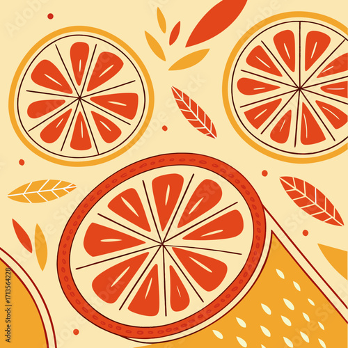 Vibrant citrus fruit slices arranged in a visually appealing composition
