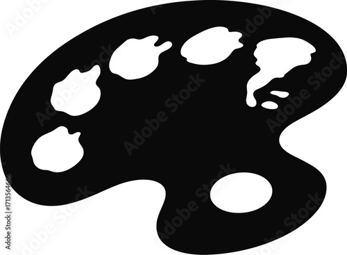 Black artist palette with paint blobs vector