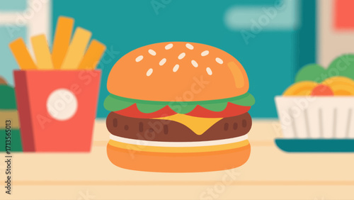 Fast food: hamburgers, hand-drawn vector illustrations