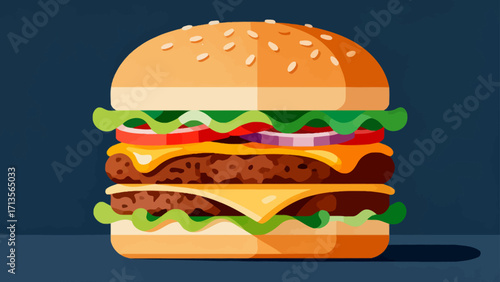 Fast food: hamburgers, hand-drawn vector illustrations