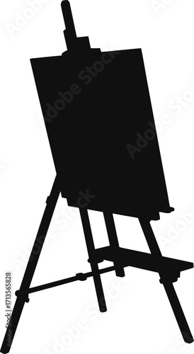 Black easel with canvas silhouette artist studio