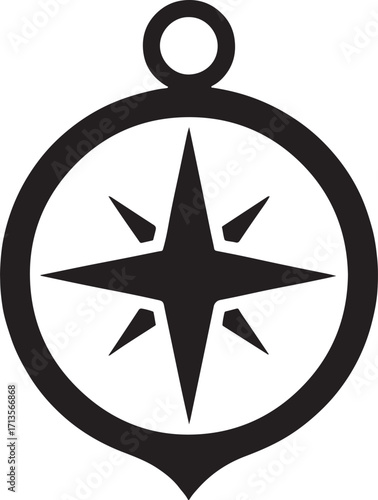Silhouette vector of a vintage compass icon, retro navigation and directional tool, EPS format.
