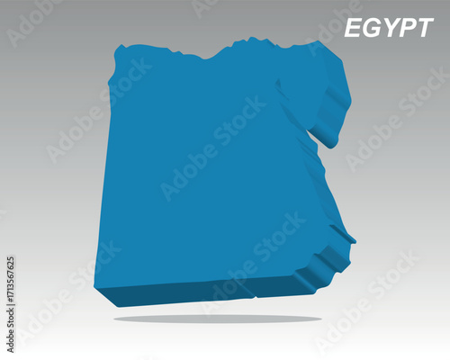 A clean 3D vector map of Egypt with a modern design. Excellent for professional presentations, data visualization, and infographics