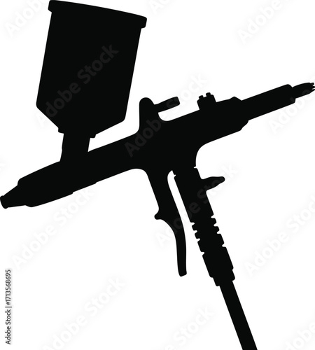 Black airbrush spray gun silhouette tool