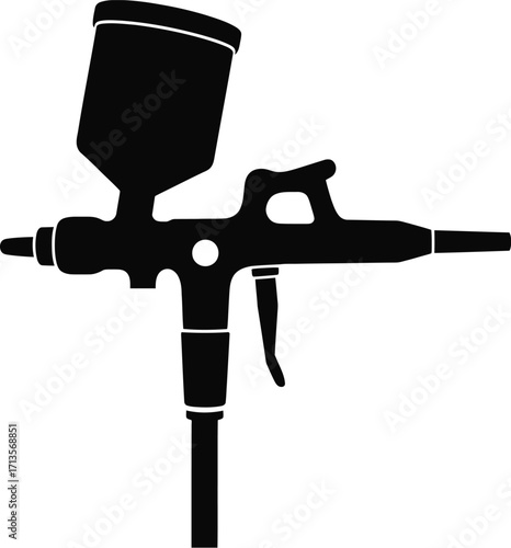 Black airbrush spray gun vector silhouette painting tool
