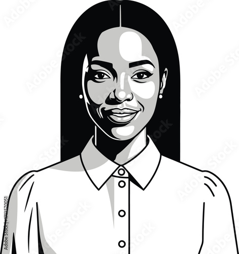 Portrait of a smiling black woman isolated on white background
