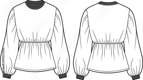Vector illustration sketch of a white shirt fashion clothing design template drawing for men and women apparel model