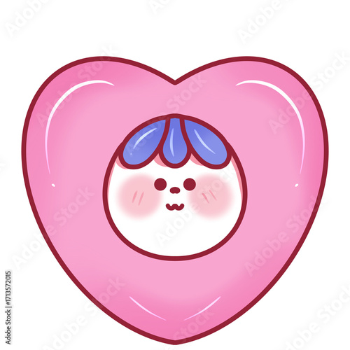 Kawaii pink heart character — cute chibi cartoon illustration
