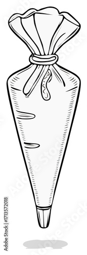 Decorating Piping Bag Hand-Drawn Illustration for Icing, Dessert Decoration, and Baking Purposes