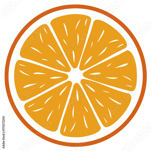 Stylized Orange Slice: Vibrant Fruit Icon for Food and Healthy Lifestyle Concepts
