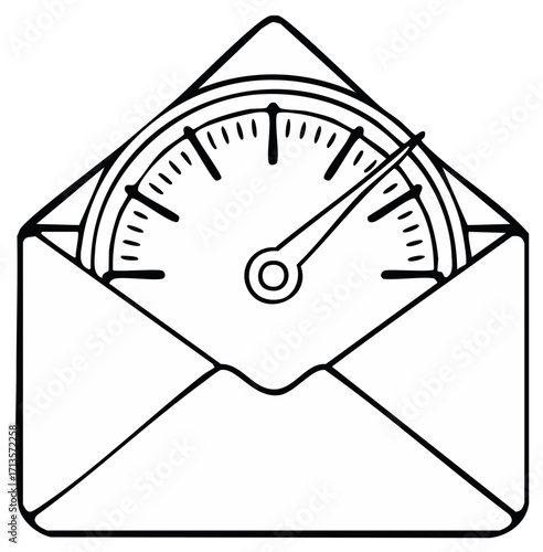 Speedometer in Open Envelope Line Art