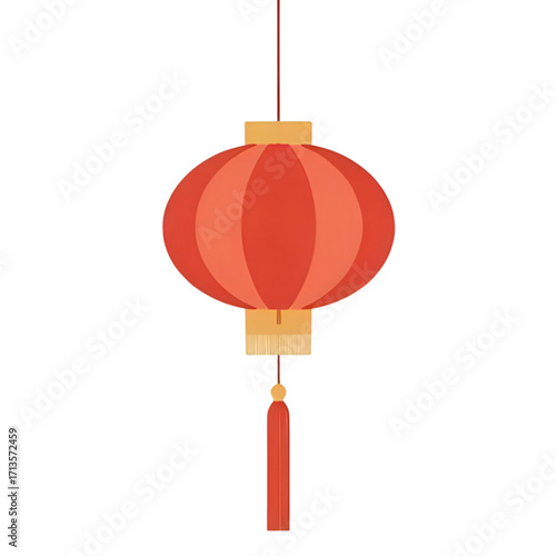 Elegant Illustration of a Classic Red Lantern for Chinese New Year Celebrations
