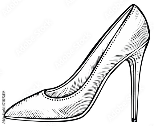 Elegant Stiletto High Heel Shoe Fashion Accessory Hand Drawn Illustration