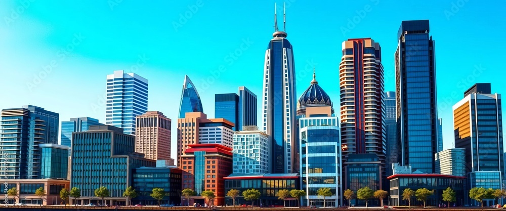 Obraz premium Modern city architecture building icons set, diverse styles, park, construction