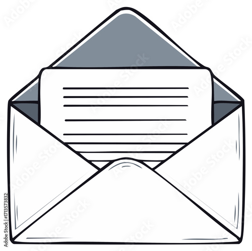 Open Envelope with Letter Correspondence Flat Illustration Mail Communication
